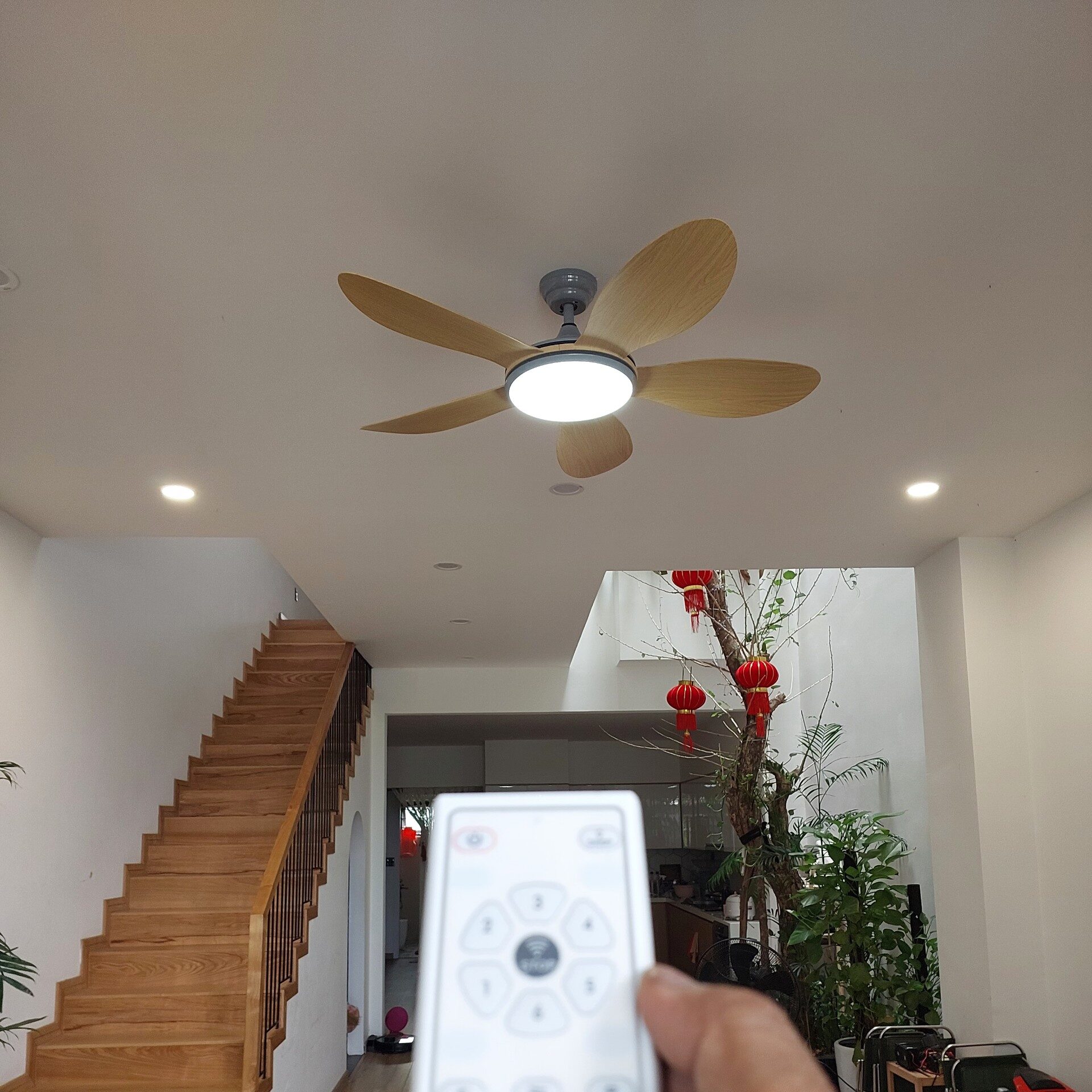 Quạt trần phòng khách cánh nhựa ABS