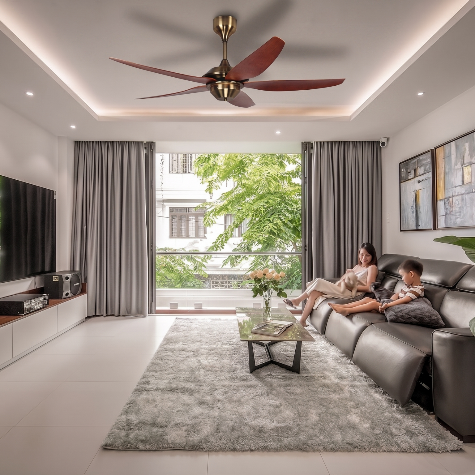Quạt trần phòng khách tân cổ điển QViFa - 437